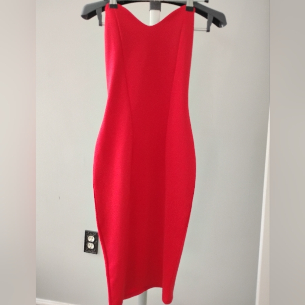 Missguided Red strapless dress size 4